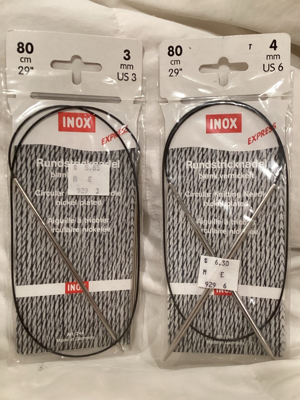 INOX VTG Circular Knitting Needles - 80 cm (29") 3mm & 4mm